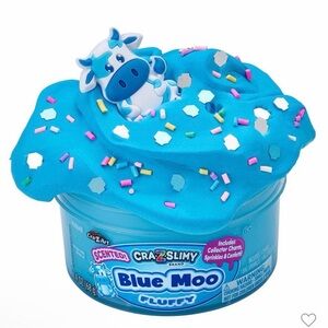 Blue Moo Fluffy Slime w/ Charm + Sprinkles Cra-Z-Slimy Scented 2.4oz NEW